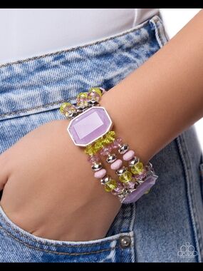 PINK AND YELLOW Multi-Strand Gem Bracelet